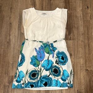 Chloe White and Blue Floral Dress